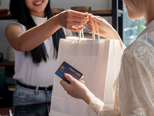 Shopping bag and credit card
